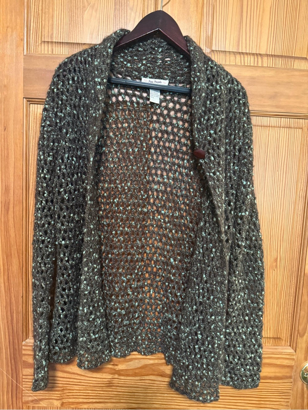 Free People Open-Weave Olive Brown Cardigan